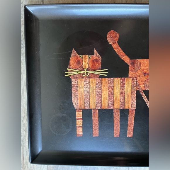 COUROC CATS 🐈🐈 Vintage Handcrafted 1960’s Serving Tray - Picture 8 of 16